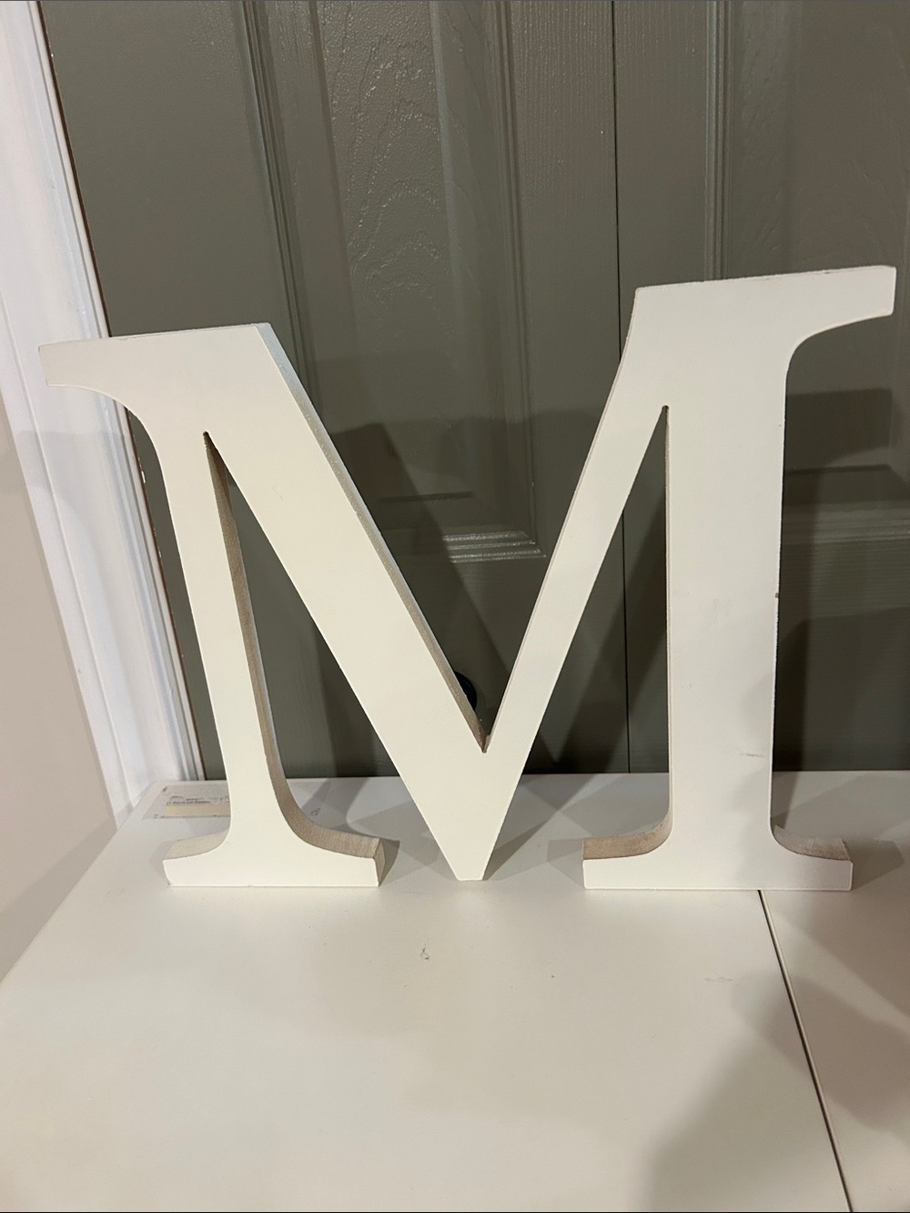 Large Decorative Wooden Letter M in White